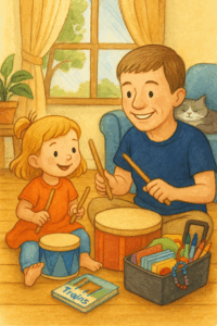 In-Home Preschool playing instruments together